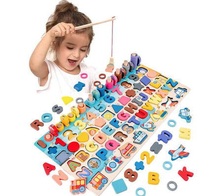 Montessori Educational Wooden Fishing Toys for Kids
