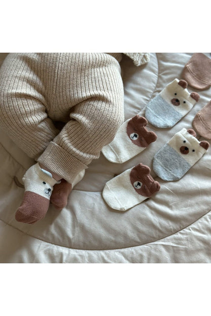 3 Paar Babybärensocken | Babyschuhe aus weicher Baumwolle – süßes Geschenk für Neugeborene – gemütliche Babykleidung – Babysocken – Geschenk für Babys – Kindersocken – Kiddy
