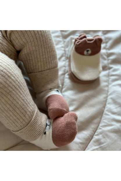 KidsKiddy™ - 3pair Baby Bear Socks | Soft Cotton Infant Booties – Cute Newborn Gift – Cozy Babywear