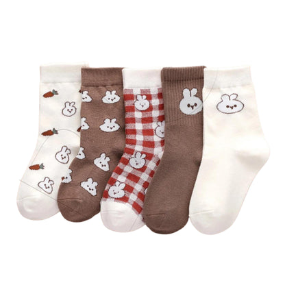 🐰 Bunny-Printed 5 Pairs Baby&Kids Socks 🐰