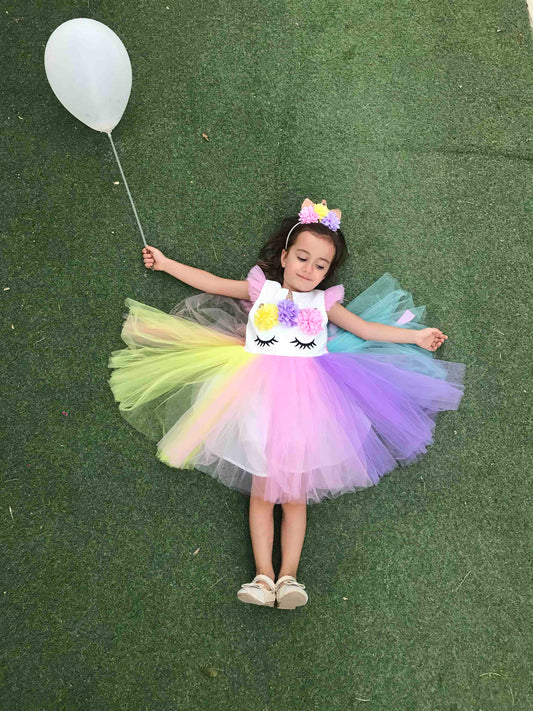 Halloween Mädchen Einhorn Tutu Kostüm | Geblümtes Einhorn-Rosa-Kleid – Party- und Geburtstagskostüme für Mädchen – Halloween-Kostüm – Kinder-Tutu-Kleidung