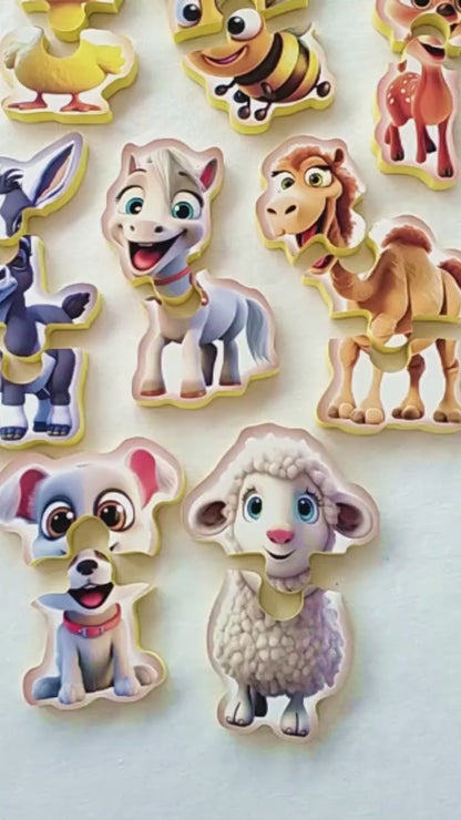 🐮 Baby Puzzle - Farm Animals Series in Soft, Thick, Water-Sticking Sponge 🐷